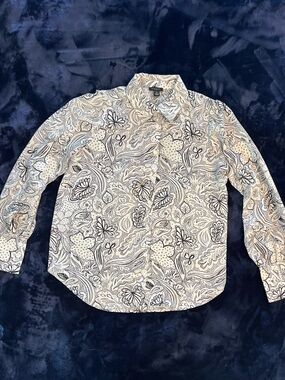 ANN TAYLOR Black and White Paisley Blouse